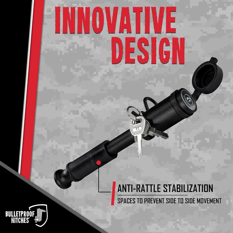 BulletProof Hitches قفل دبوس سحب مقطورة 5/8" - ملائم عالمي، مصنوع من الفولاذ المقاوم للصدأ، غطاء مطاطي مقاوم للعوامل الجوية - أسود، عبوة واحدة - Image 4